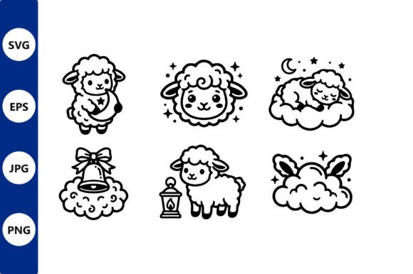Download Cute Black White Lamb Line Art - Art Collection