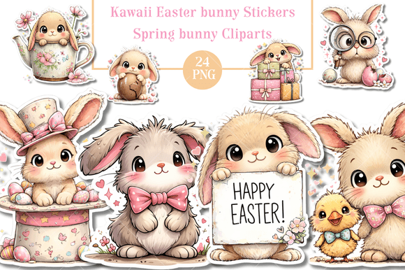 Download Kawaii Easter Bunny Stickers Cliparts - Art Collection