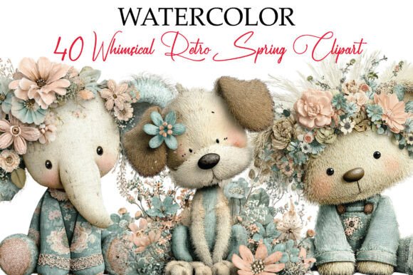 Download Whimsical Retro Spring Clipart Bundle - Art Collection