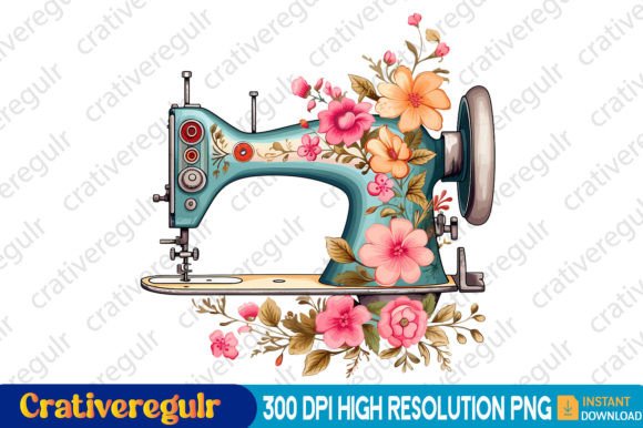 Download Floral Sewing Machines Clipart - Art Collection