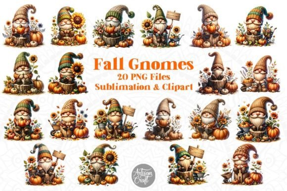 Download Fall Gnome Watercolor Clipart Bundle - Art Collection