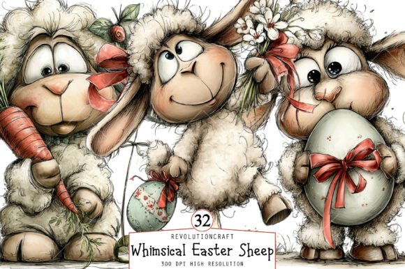Download Whimsical Easter Sheep Clipart - Art Collection