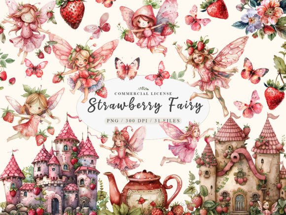Download Fairy Garden Clipart, Strawberry Clipart - Art Collection