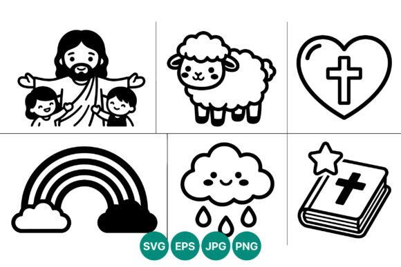 Download Jesus with Children and Lamb Line Art - Art Collection