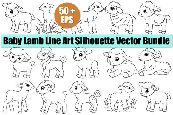 Download Baby Lamb Line Art Silhouette Vector - Art Collection