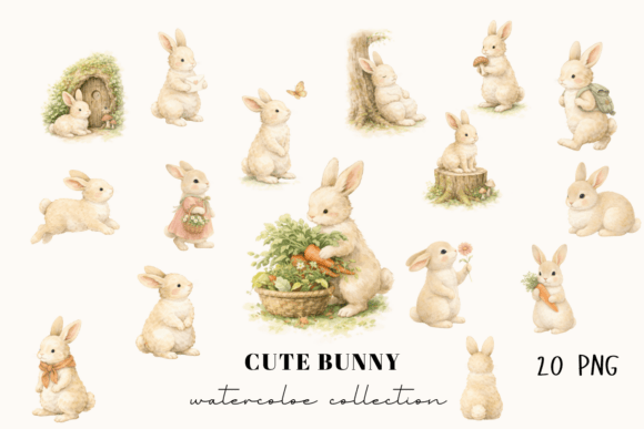 Download Cute Bunny Watercolor Clipart Collection - Art Collection