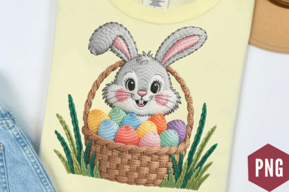 Download Faux Yarn Bunny with Easter Eggs Clipart - Art Collection