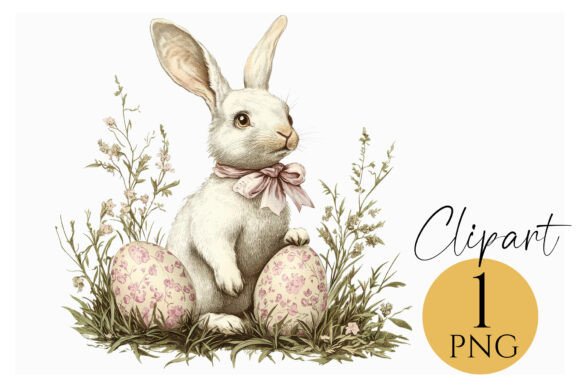 Download Vintage Easter Bunny Clipart PNG - Art Collection