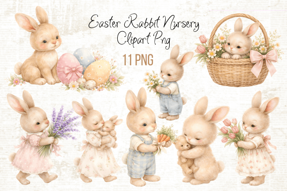 Download Easter Rabbit Nursery Clipart PNG - Art Collection