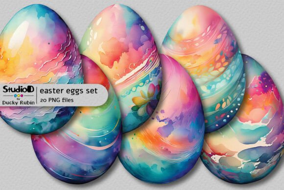 Download Colorful Watercolor Eggs Clipart Set - Art Collection