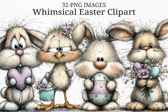 Download Whimsical Easter Clipart PNG Bundle - Art Collection