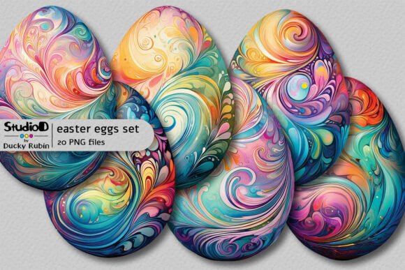 Download Watercolor Eggs Clipart Set - Swirls - Art Collection