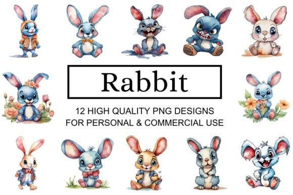 Download Cute Watercolor Rabbit Clipart Set - Art Collection