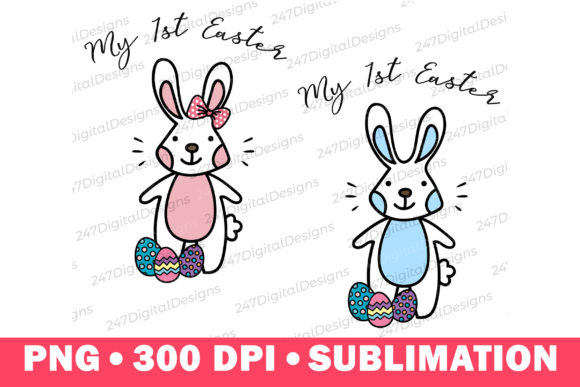 Download 1st Easter Boy Girl PNG Bunny Clipart - Art Collection