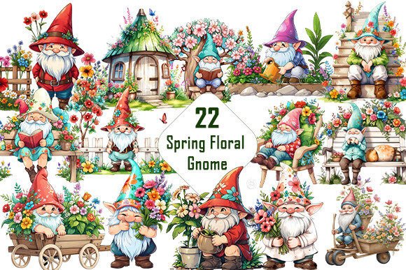 Download Spring Floral Gnome Clipart Bundle. - Art Collection