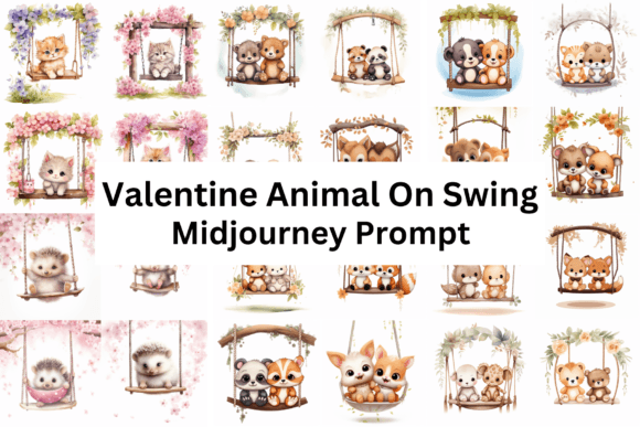 Download Cute Valentine Animal on Swing Clipart - Art Collection