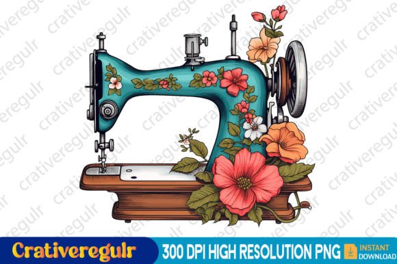 Download Floral Sewing Machines Clipart - Art Collection