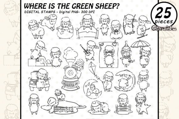 Download Where is the GREEN SHEEP? Digital Stamps - Premium Bundle