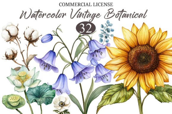 Download Watercolor Vintage Botanical Clipart - Art Collection