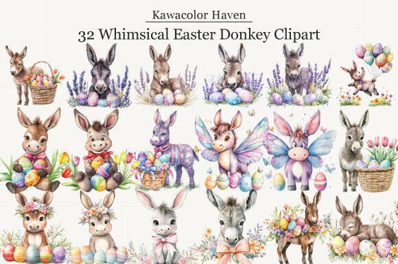 Download Whimsical Easter Donkey Clipart - Art Collection