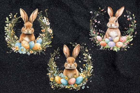 Download 10 Easter Bunny Floral Wreath Clipart - Art Collection