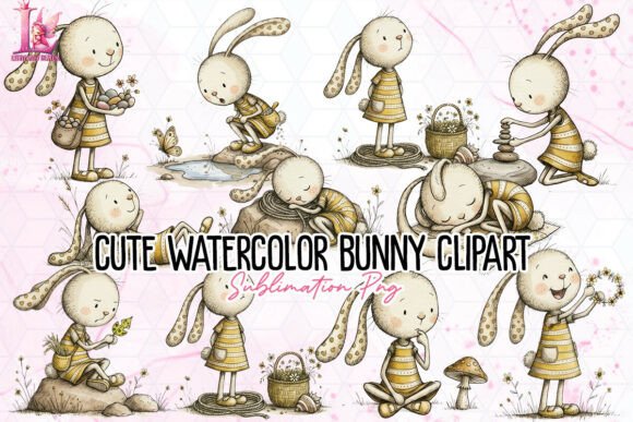Download Cute Watercolor Bunny Clipart PNG - Art Collection