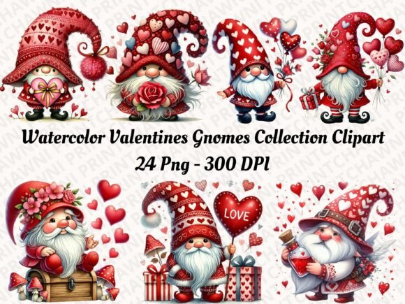 Download Watercolor Valentines Gnomes Clipart PNG - Art Collection
