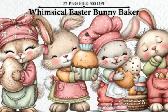 Download Whimsical Easter Bunny Baker Clipart - Art Collection