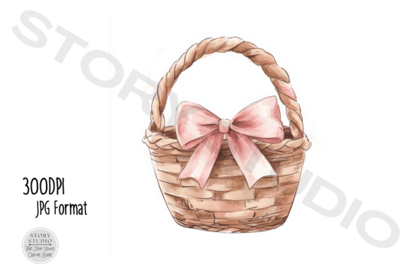 Download Watercolor Basket Clipart with Bows - Art Collection