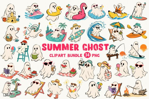 Download Summer Ghost Halloween Clipart Bundle - Art Collection