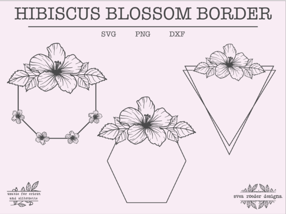 Download 3 Hibiscus Wreath Lineart Svg | Wildflo - Art Collection
