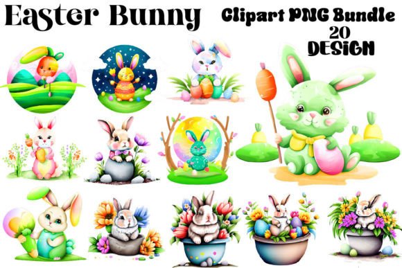 Download Vintage Easter Bunny Clipart Bundle - Art Collection