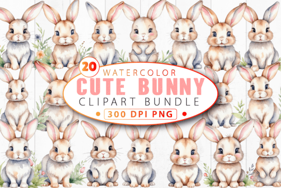 Download Watercolor Cute Bunny Clipart Bundle - Art Collection