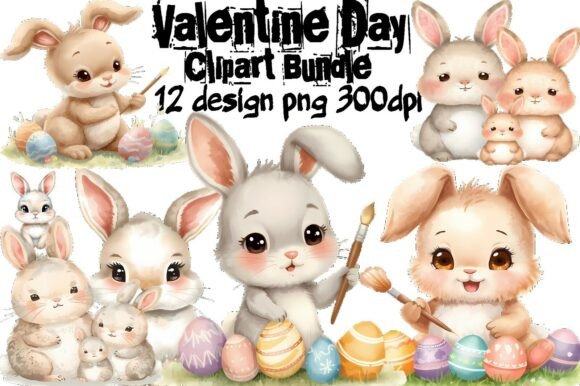 Download 🐰Valentine Day Bunny Clipart Bundle PNG - Art Collection