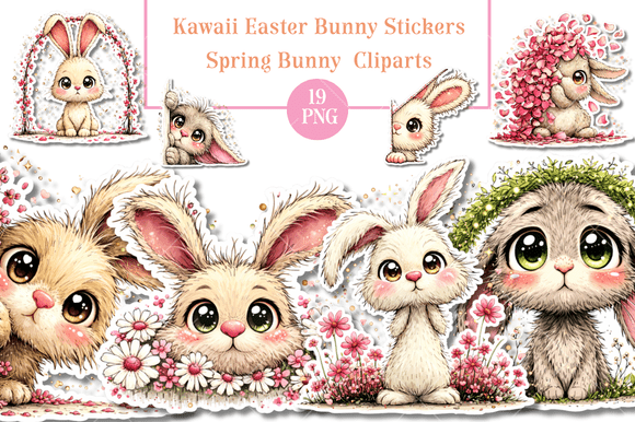 Download Kawaii Easter Bunny Stickers Cliparts - Art Collection