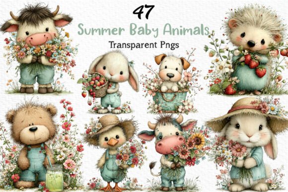 Download Whimsical Summer Baby Animals Clipart - Art Collection