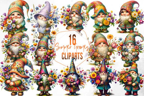 Download Vintage Summer Floral Gnome Clipart - Art Collection