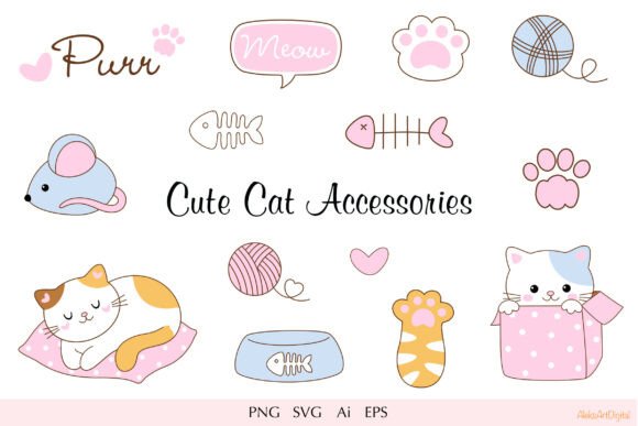 Download Cute Kawaii Cat Accessories Part 3 - Art Collection