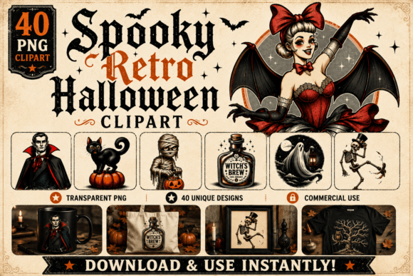Download Retro Halloween Clipart Collection Vol.3 - Art Collection