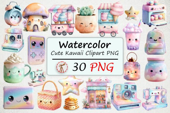 Download Watercolor Cute Kawaii Clipart PNG - Art Collection