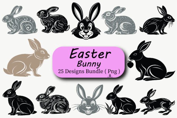 Download Vintage Easter Bunny Clipart Png Bundle - Art Collection