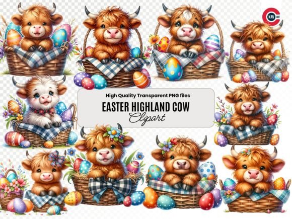 Download Easter Highland Cow Clipart, Baby Cow - Art Collection