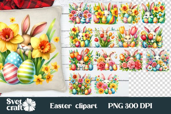 Download Easter Bunny Eggs Spring Flower Clipart - Art Collection