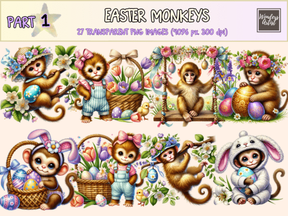 Download Easter Monkeys Clipart P1 - Art Collection