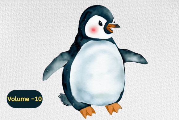 Download Cute Penguins Watercolor Clipart Vol–10 - Art Collection