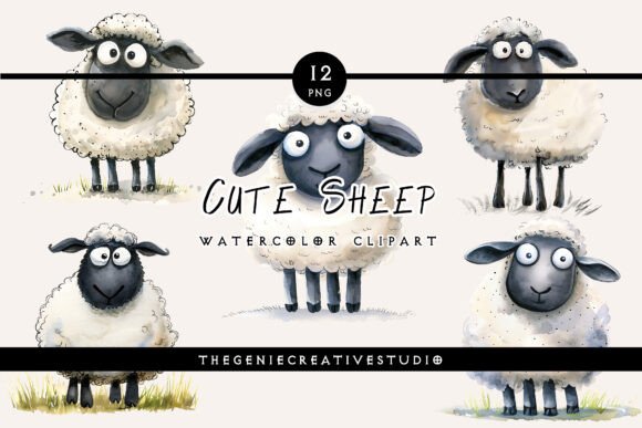 Download Cute Sheep PNG Clipart Set - Art Collection