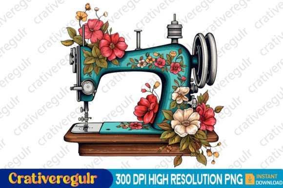 Download Floral Sewing Machines Clipart - Art Collection