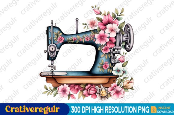 Download Floral Sewing Machines Clipart - Art Collection