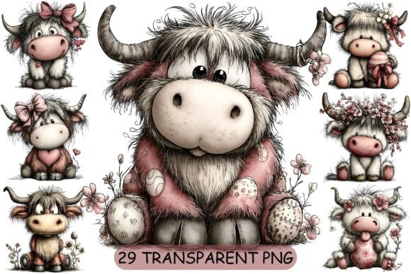 Download 29 Easter Highland Cow PNG Clipart - Art Collection