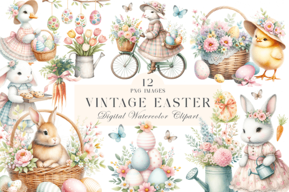 Download Vintage Easter PNG Clipart Bundle - Art Collection